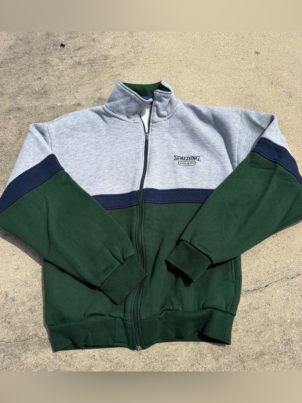 Spalding  Forest Green, Gray & Navy Zip-Up Sweatshirt Jacket